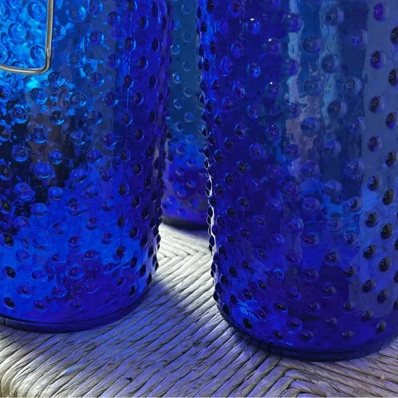 Vintage cobalt blue hobnail glass canisters set of three - Picture 6 of 11